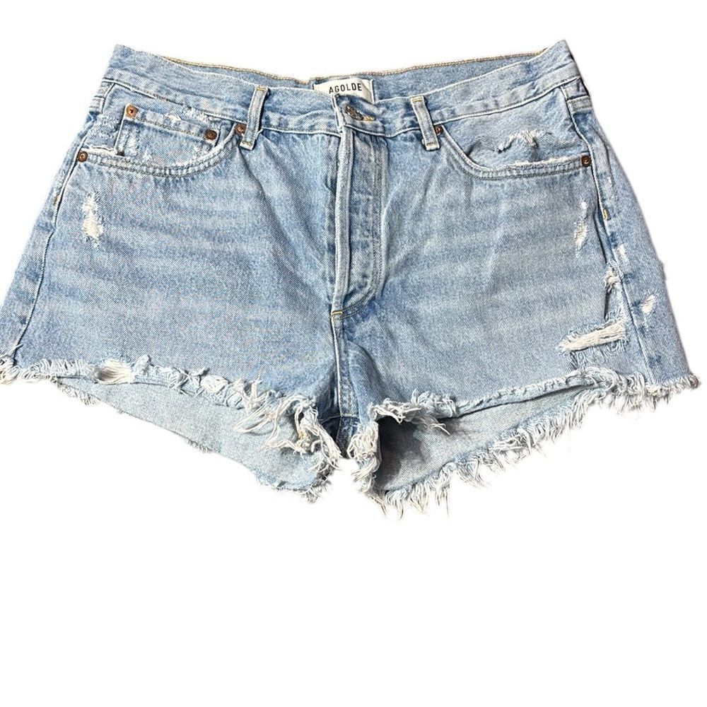 Agolde women’s 30 Parker vintage cut off shorts in swapmeet frayed festival